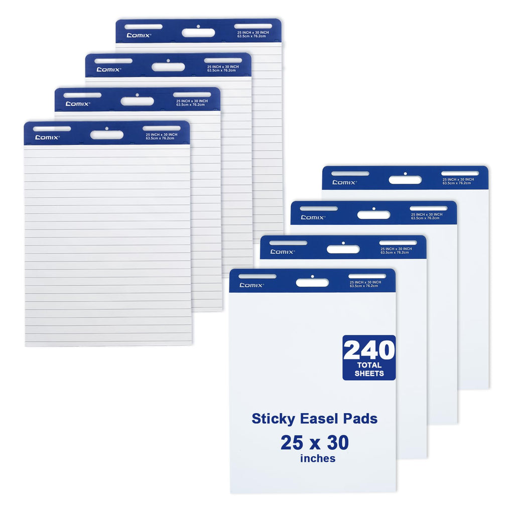 White Lined Sticky Easel Pad 25 x 30 Inches 30 Sheets 8 Pads T245