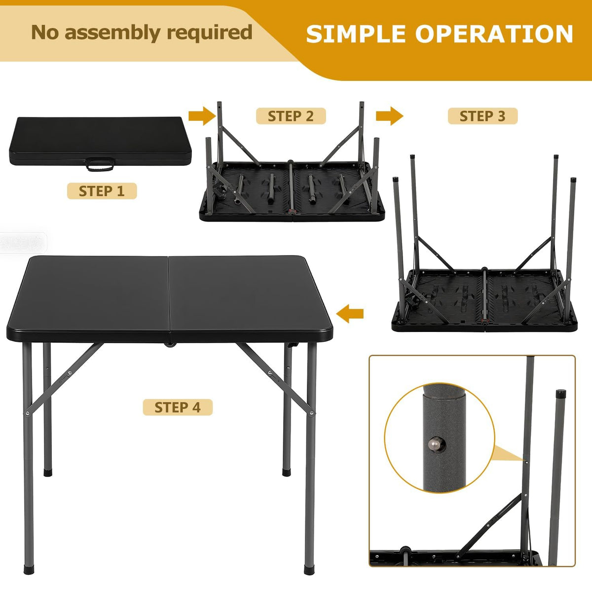 34" Black Folding Card Table B175
