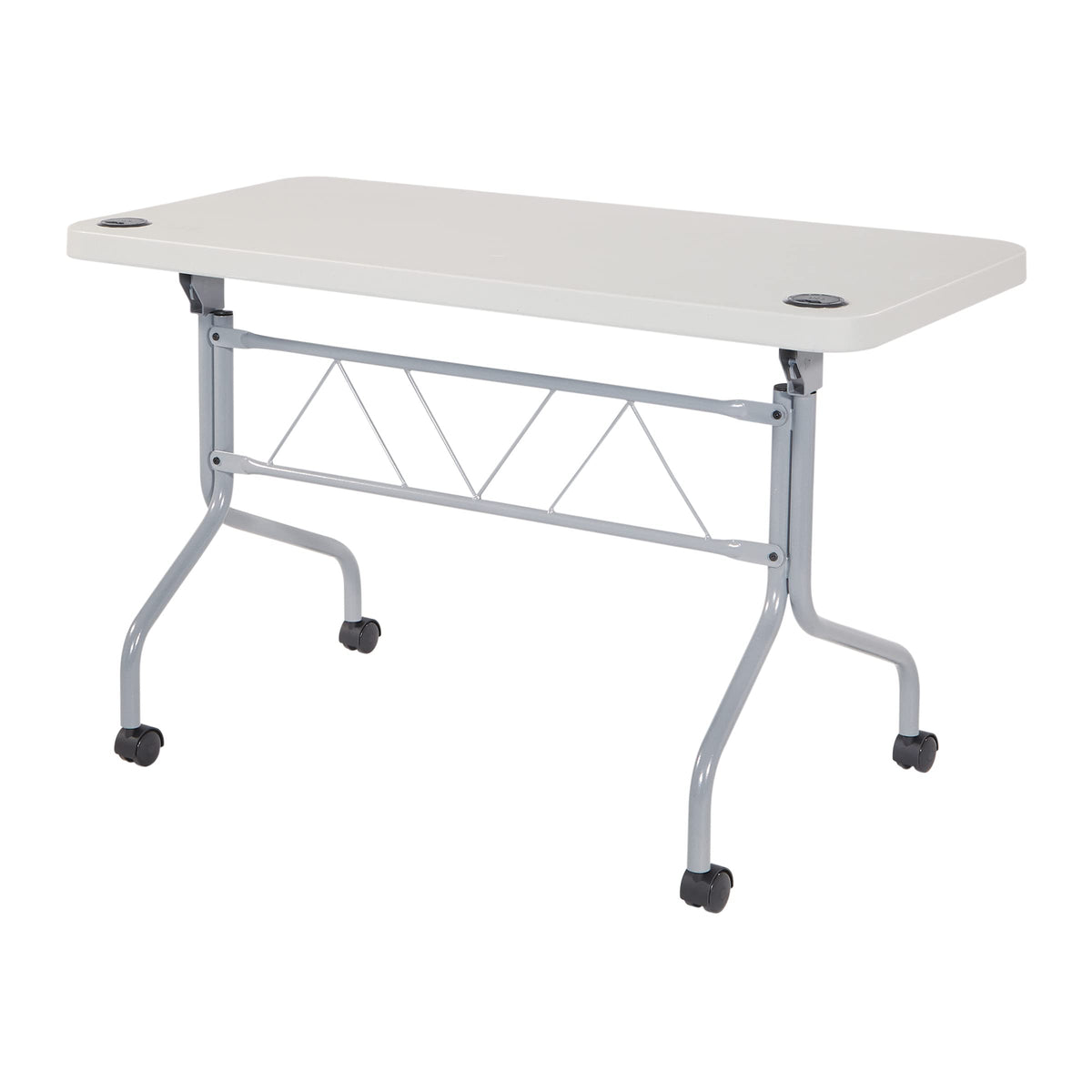 Light Gray Resin Multipurpose Flip Training Table with Locking Casters R348310