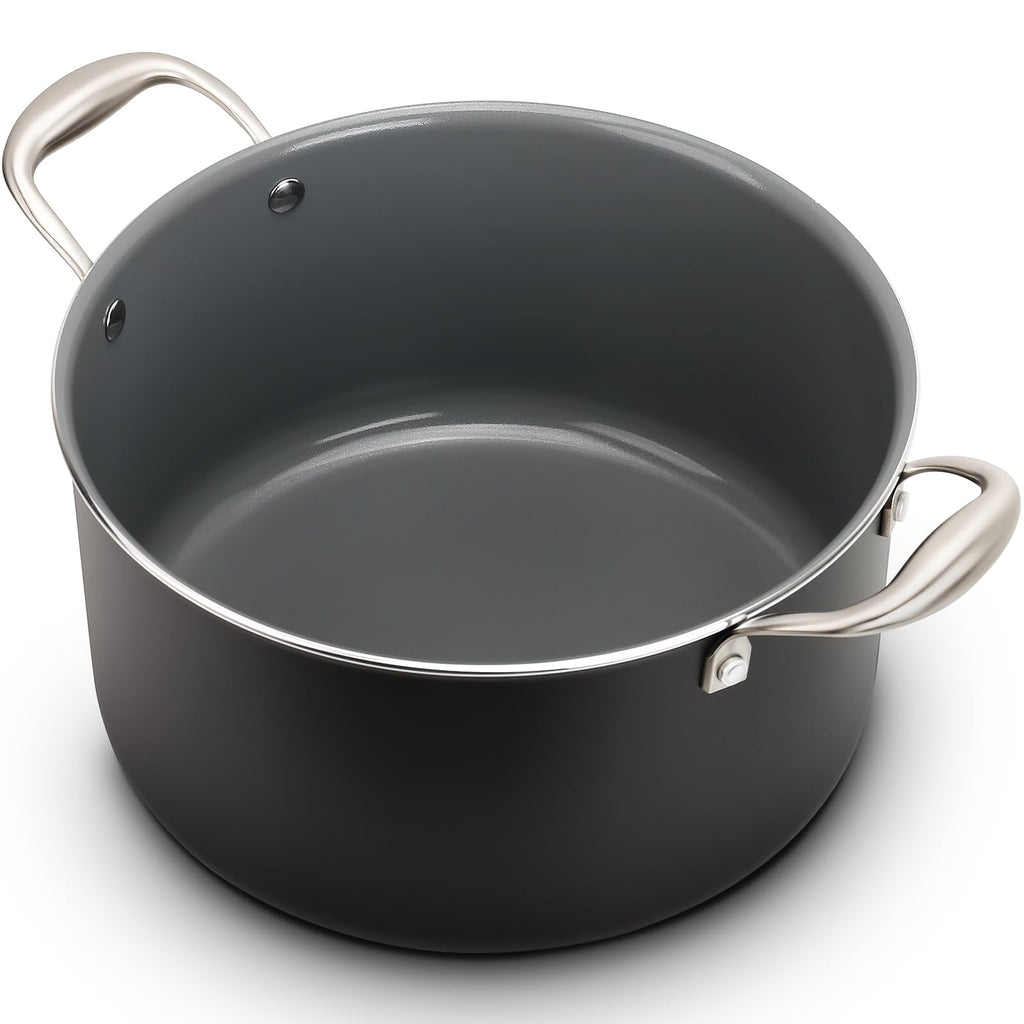 16QT Nonstick Ceramic Stock Pot with Tempered Glass Lid I260584