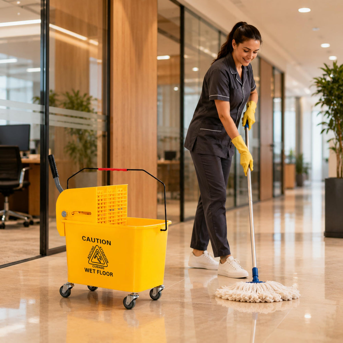 Yellow 21 Quart Mop Bucket with Wheels T95109