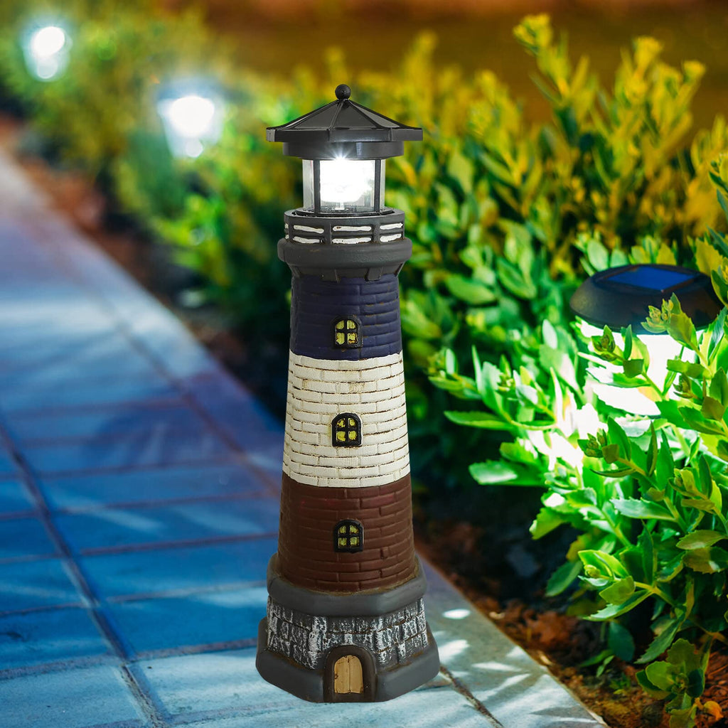 Solar Lighthouse Garden Lights Outdoor Waterproof Resin Statue Lamp B756803