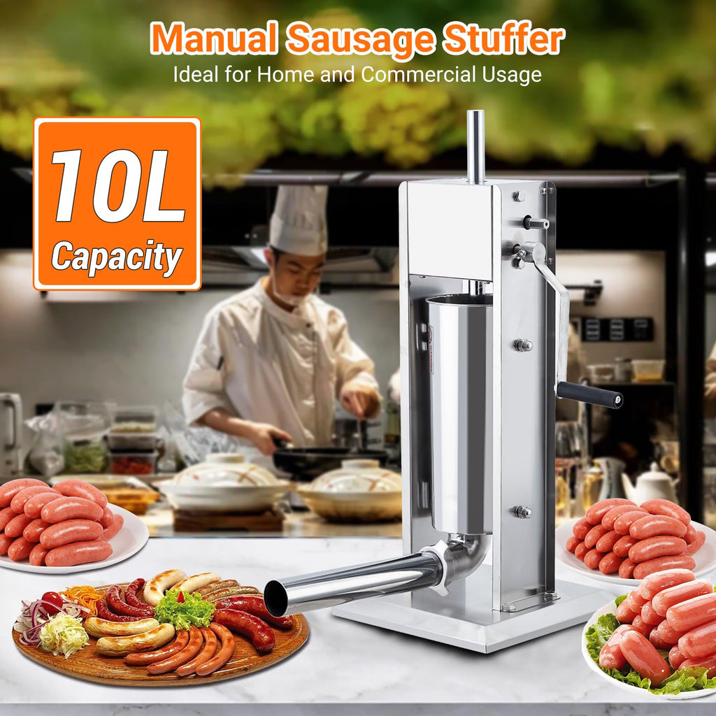 Manual Stainless Steel Sausage Stuffer with 5 Stuffing Tubes X148