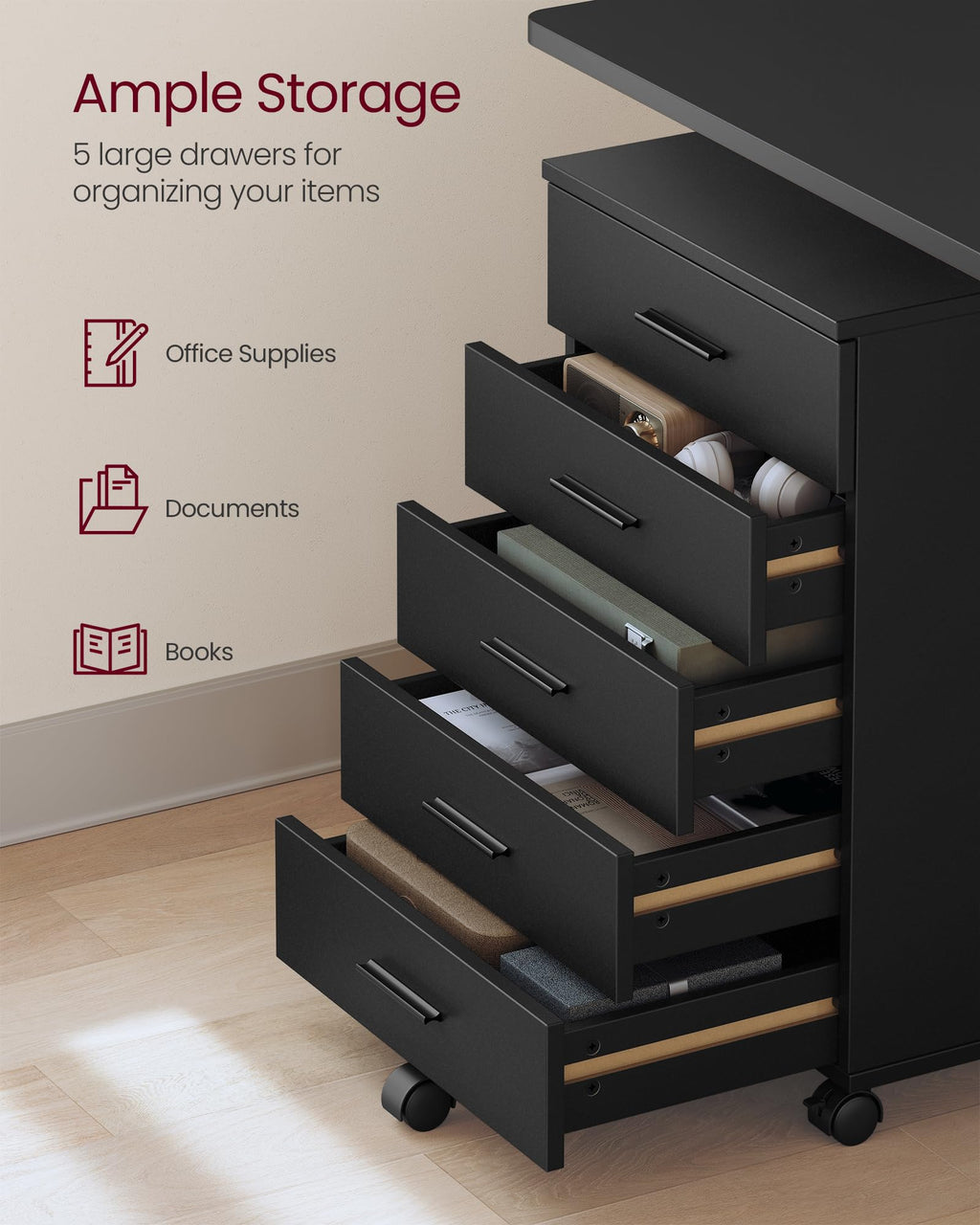Mobile Pedestal Filing Cabinet with Wheels U269