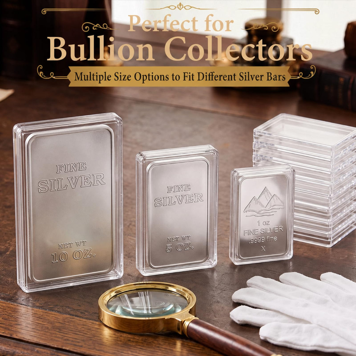 60 Pcs Silver Bar Holder Case O412246