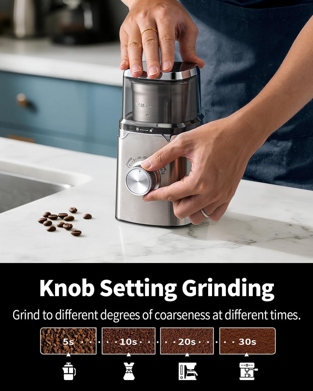 Electric Blade Coffee Grinder with Removable Stainless Steel Bowl U680312
