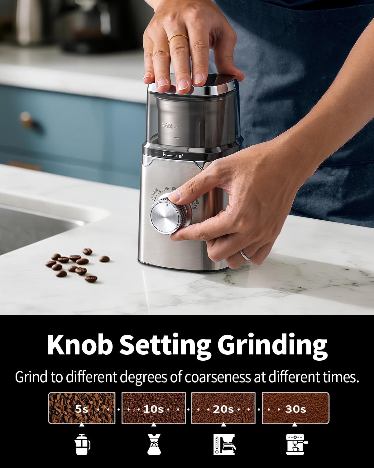 Electric Blade Coffee Grinder with Removable Stainless Steel Bowl U680312