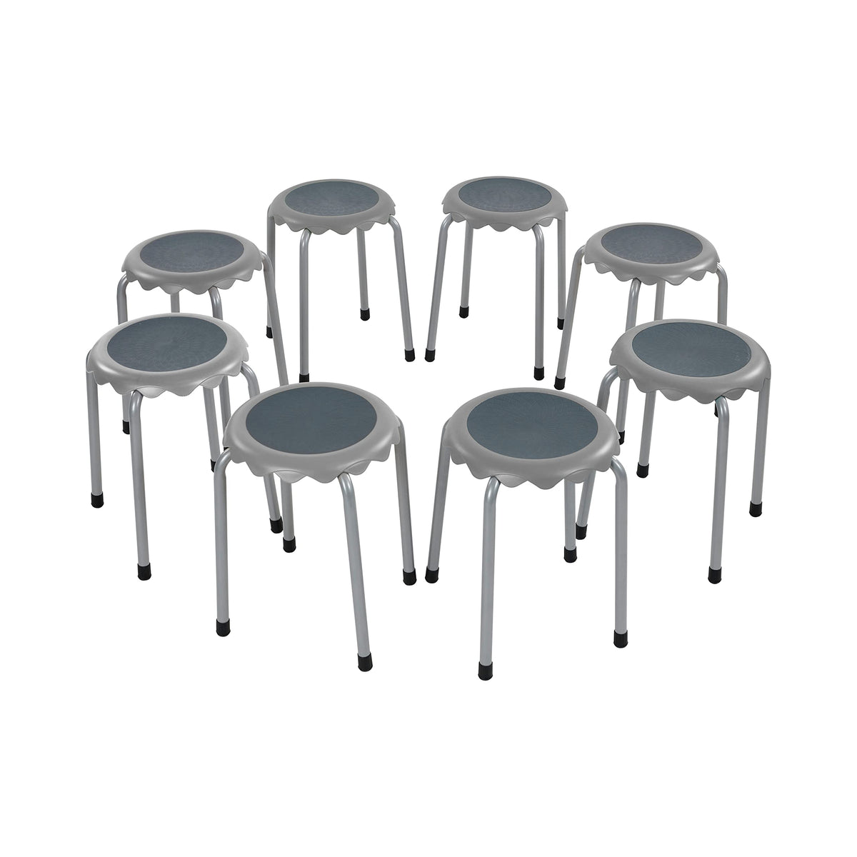 Grey 8-Piece Stackable Stool Seating Set X763838