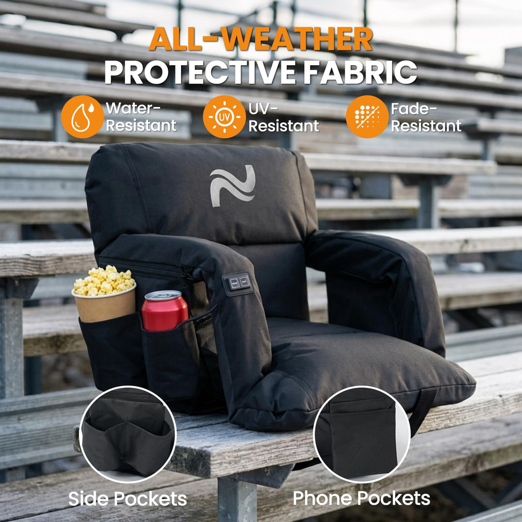 25in Extra Wide Thick Heated Stadium Seats with Back Support T9549