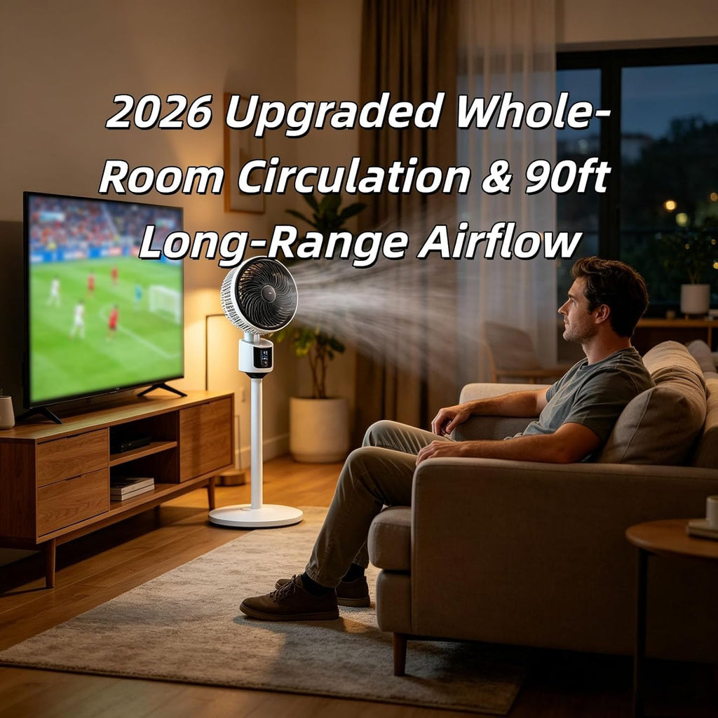 Standing Fan with 90° Oscillation, 3 Speeds, Adjustable Height J3245