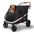 Black Large 4 Wheel Dog Stroller with Storage Pocket Y157512