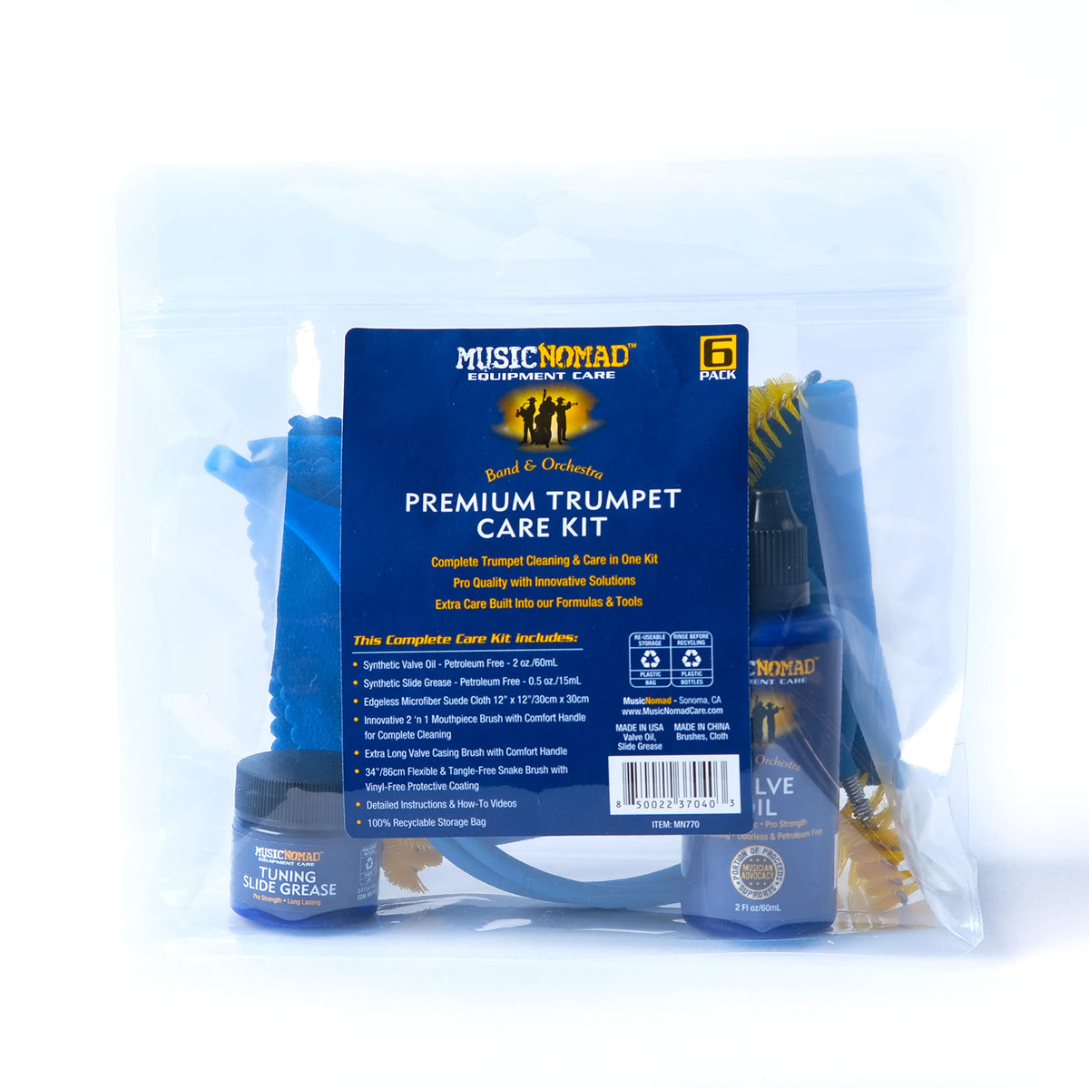 6 pc. Trumpet Cornet Cleaning & Care Kit Z5086