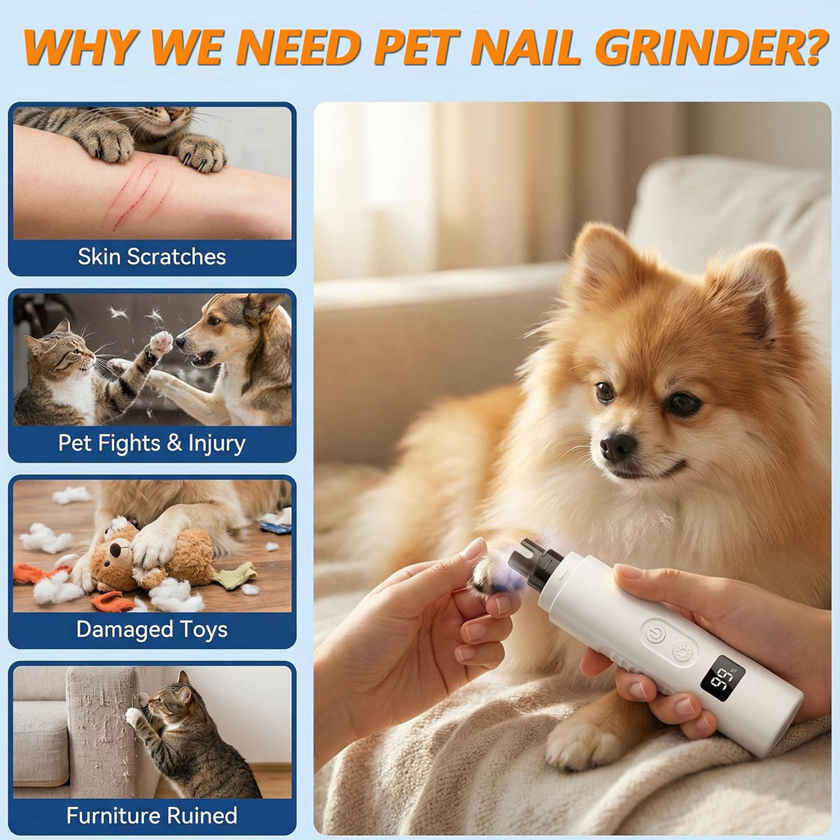 Dog Nail Grinder, 3-Speed Ultra Quiet with LED Light P50252