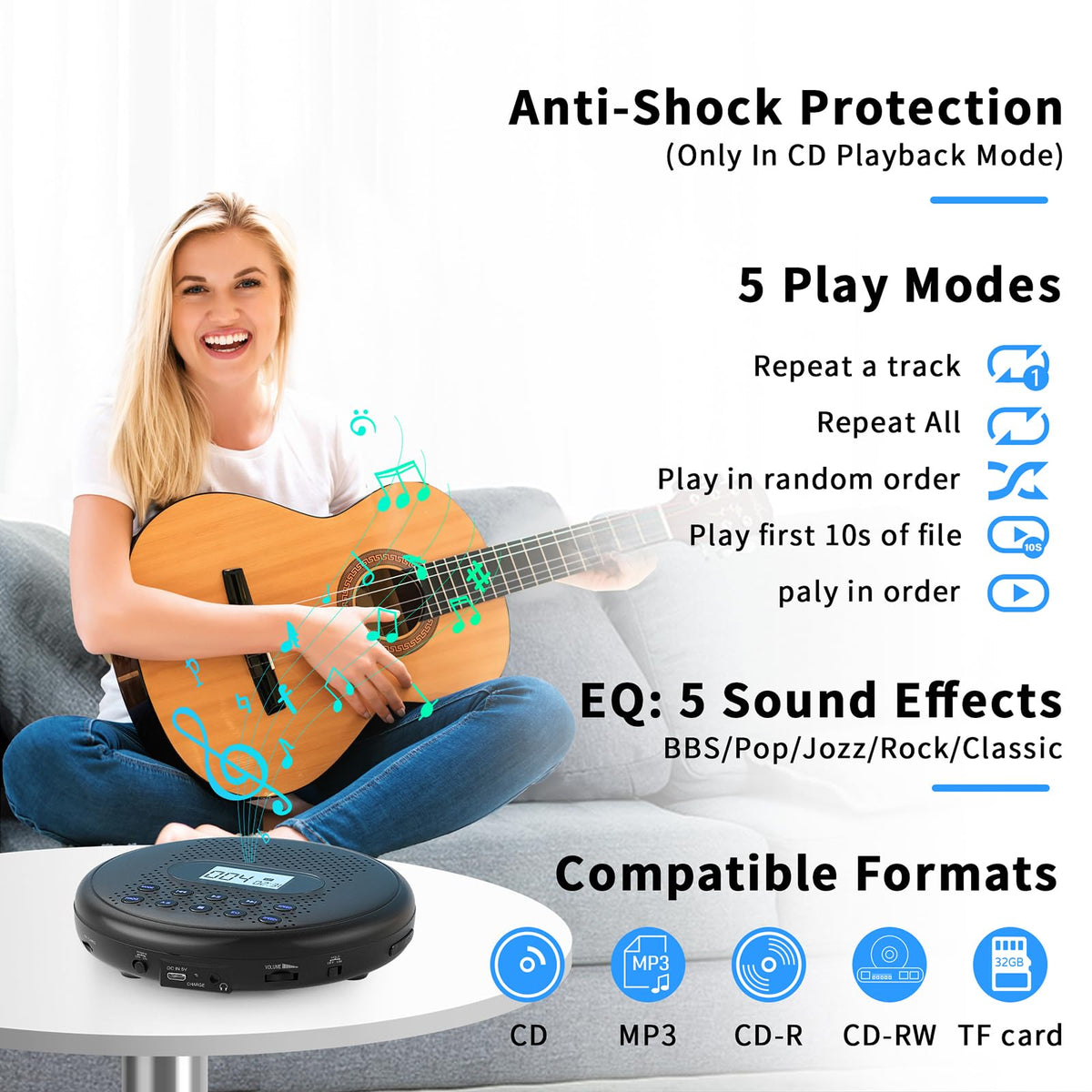 Portable CD Player with Dual Stereo Speakers G7649