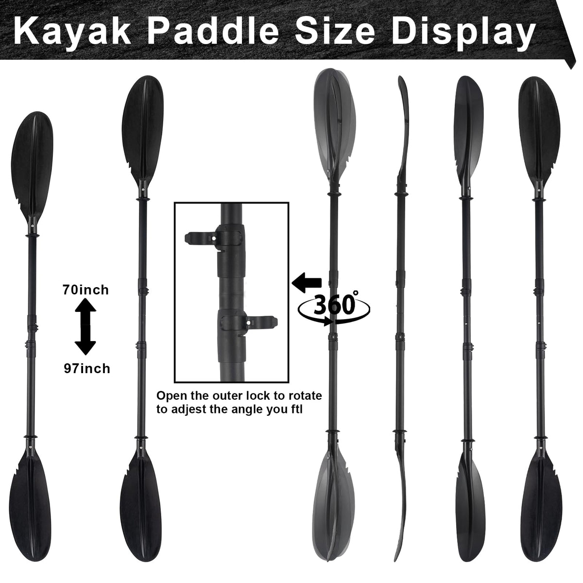 Telescoping Kayak Paddles with Paddle Leash K210