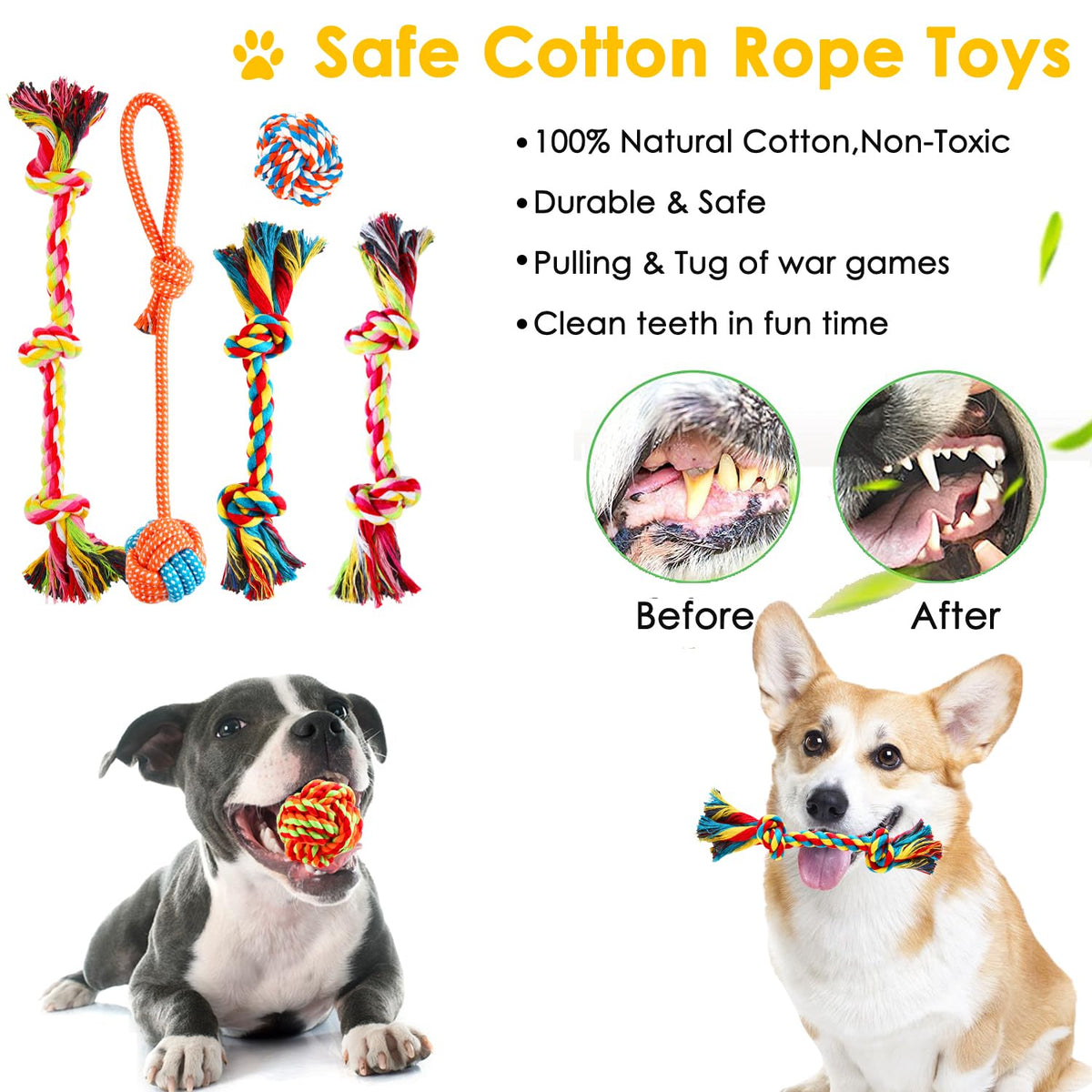 25 Pack Puppy Chew Toys with Squeak Plush Rope Toys J3107