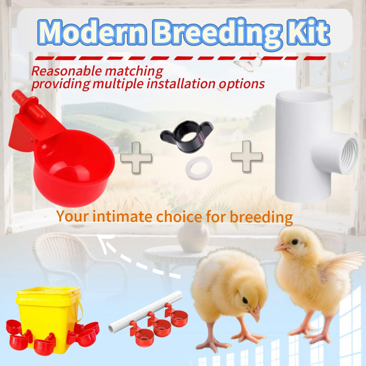 24 Pack Automatic Chicken Waterer Cups Kit V566
