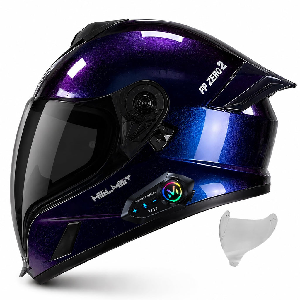 Bluetooth Full Face Modular Motorcycle Helmet DOT Approved with Sun Visor A7697