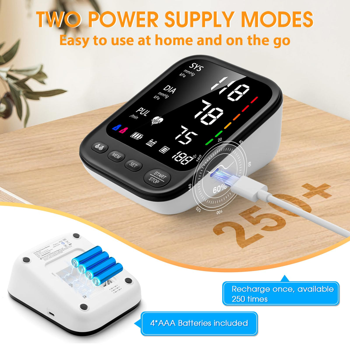 Automatic Upper Arm Blood Pressure Monitor with Adjustable Large Cuff P677982