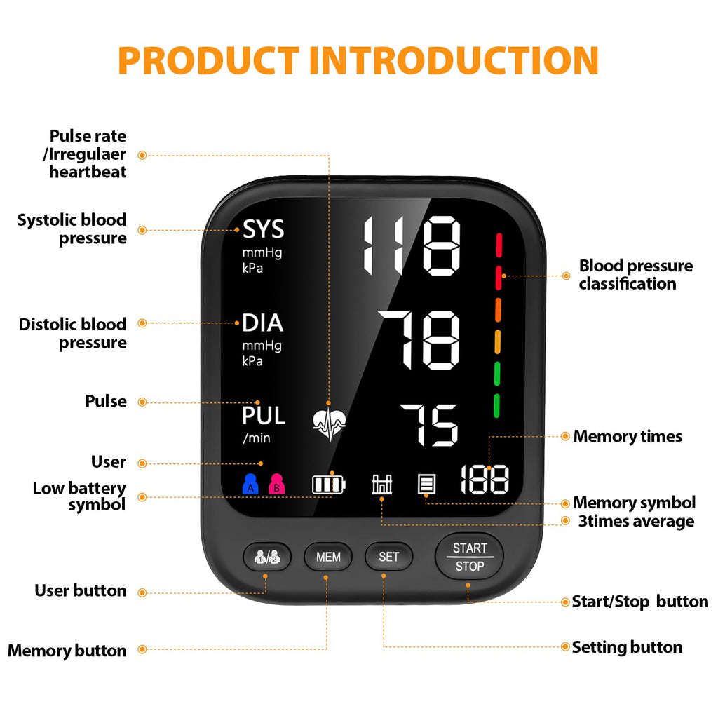 Automatic Upper Arm Blood Pressure Monitor with Adjustable Large Cuff P677982