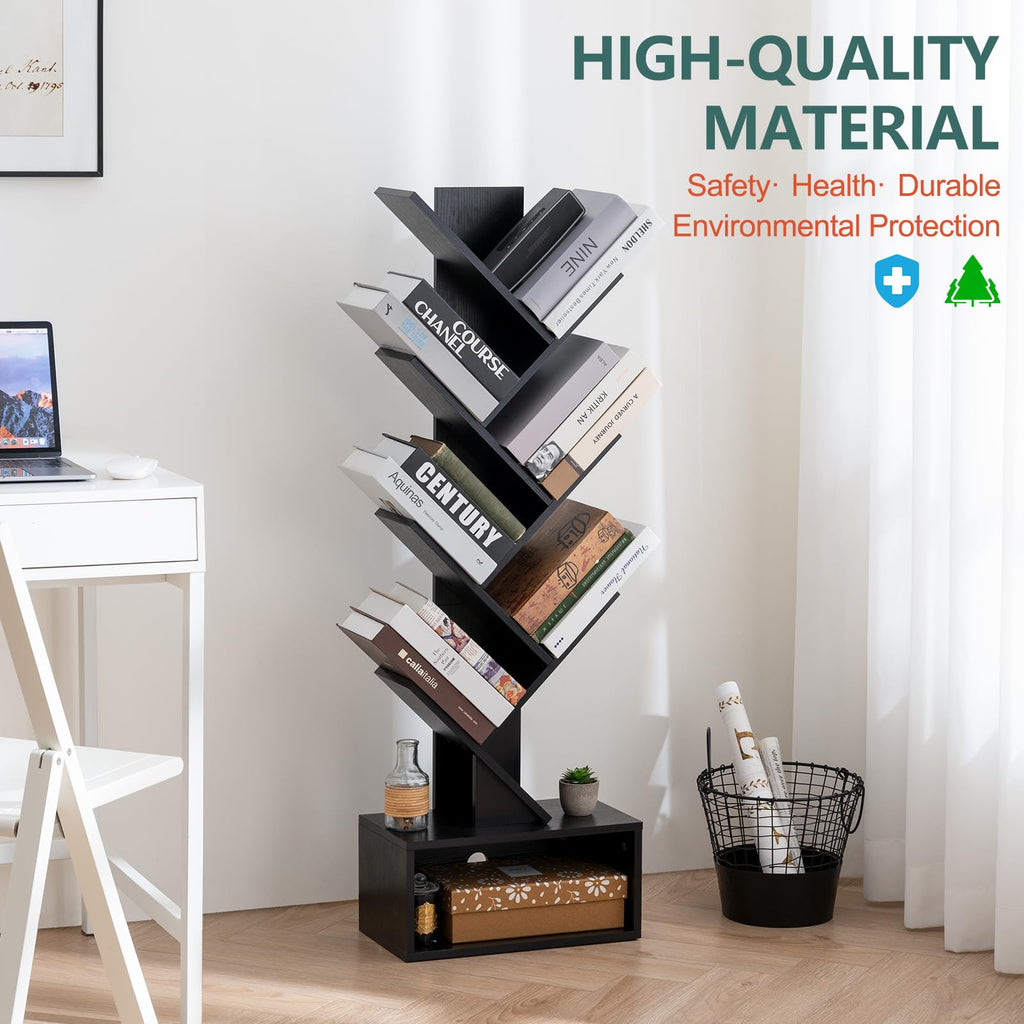 Black 6 Tier Wood Tree Bookshelf M206