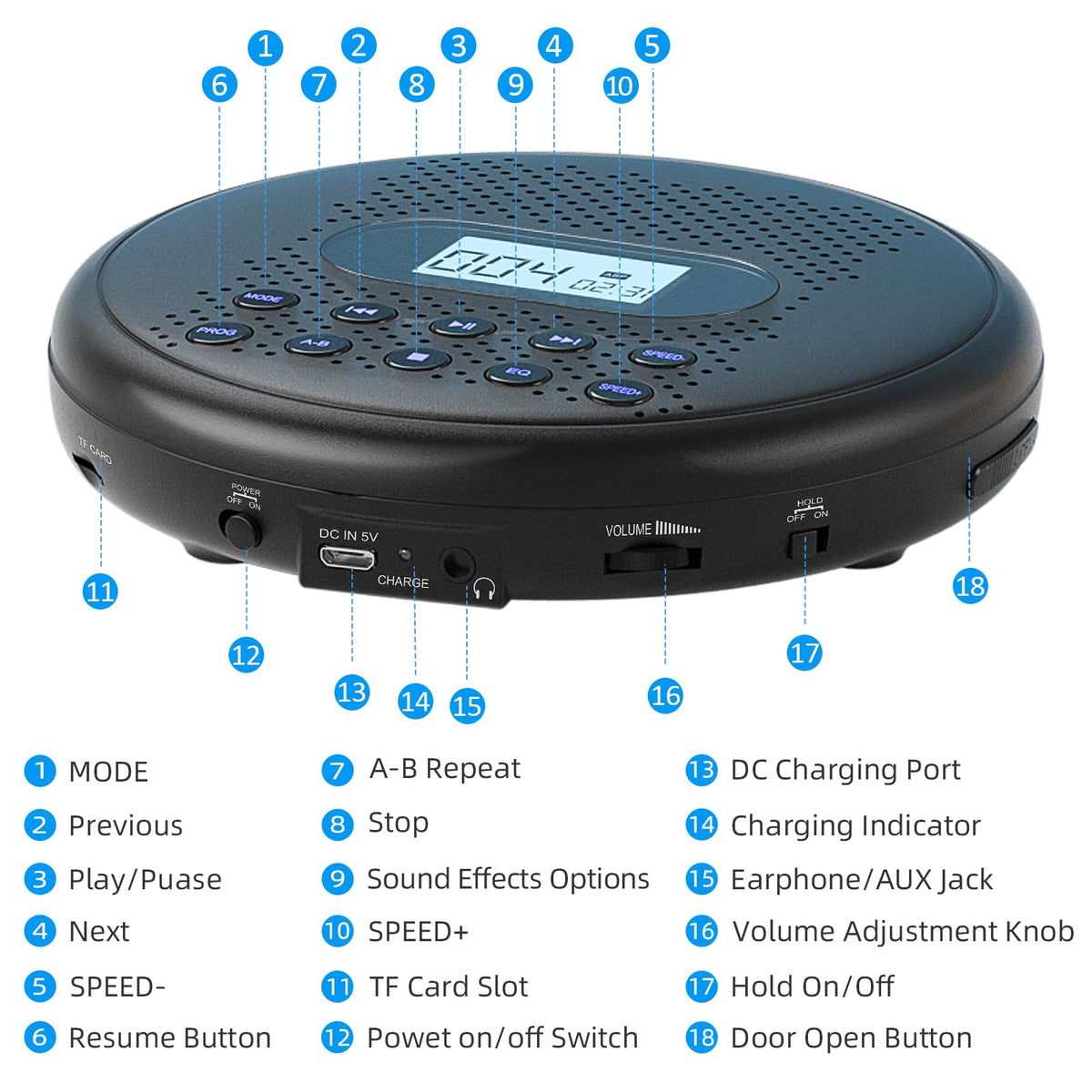 Portable CD Player with Dual Stereo Speakers G7649
