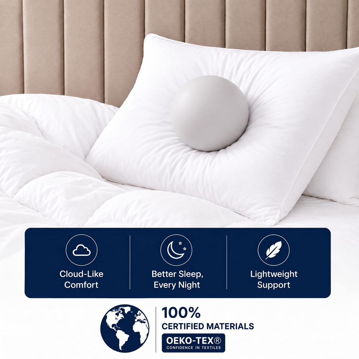 King Size White Microfiber Bed Pillows Set of 2 P8871