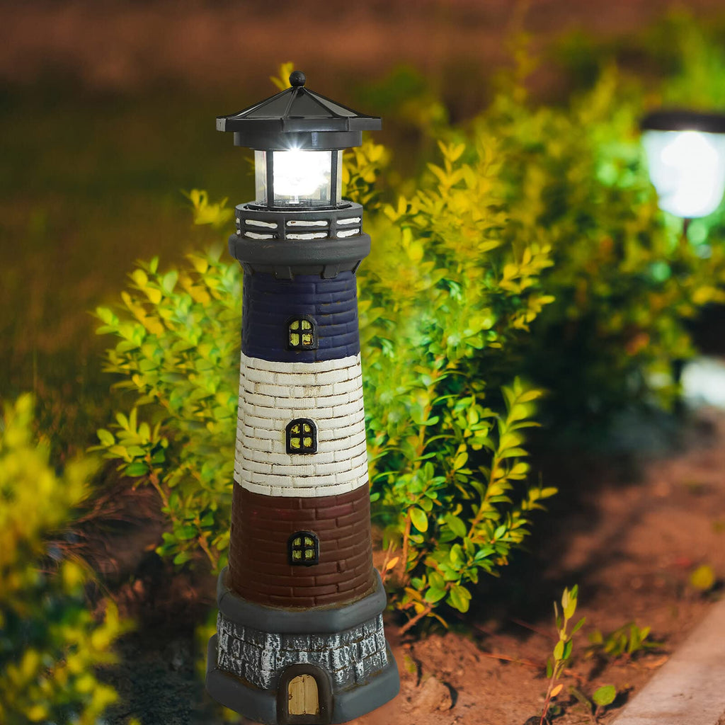Solar Lighthouse Garden Lights Outdoor Waterproof Resin Statue Lamp B756803