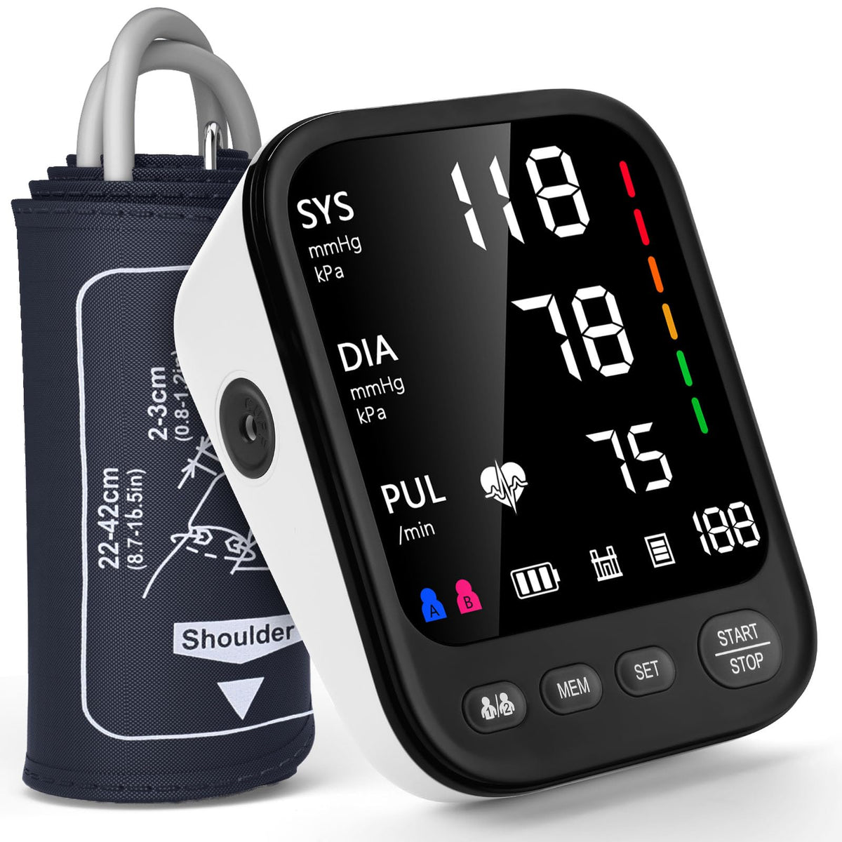 Automatic Upper Arm Blood Pressure Monitor with Adjustable Large Cuff P677982