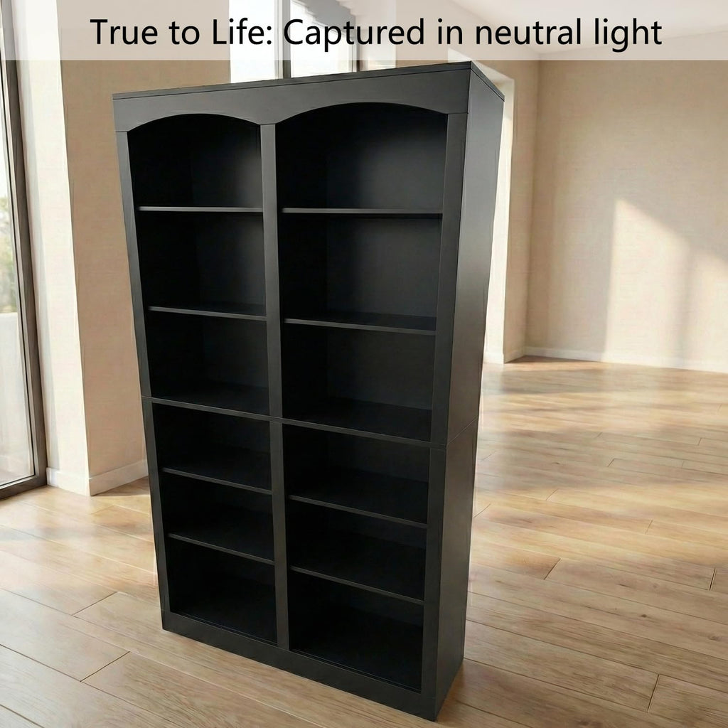 71" Tall Black 12-Tier Wood Bookcase E218