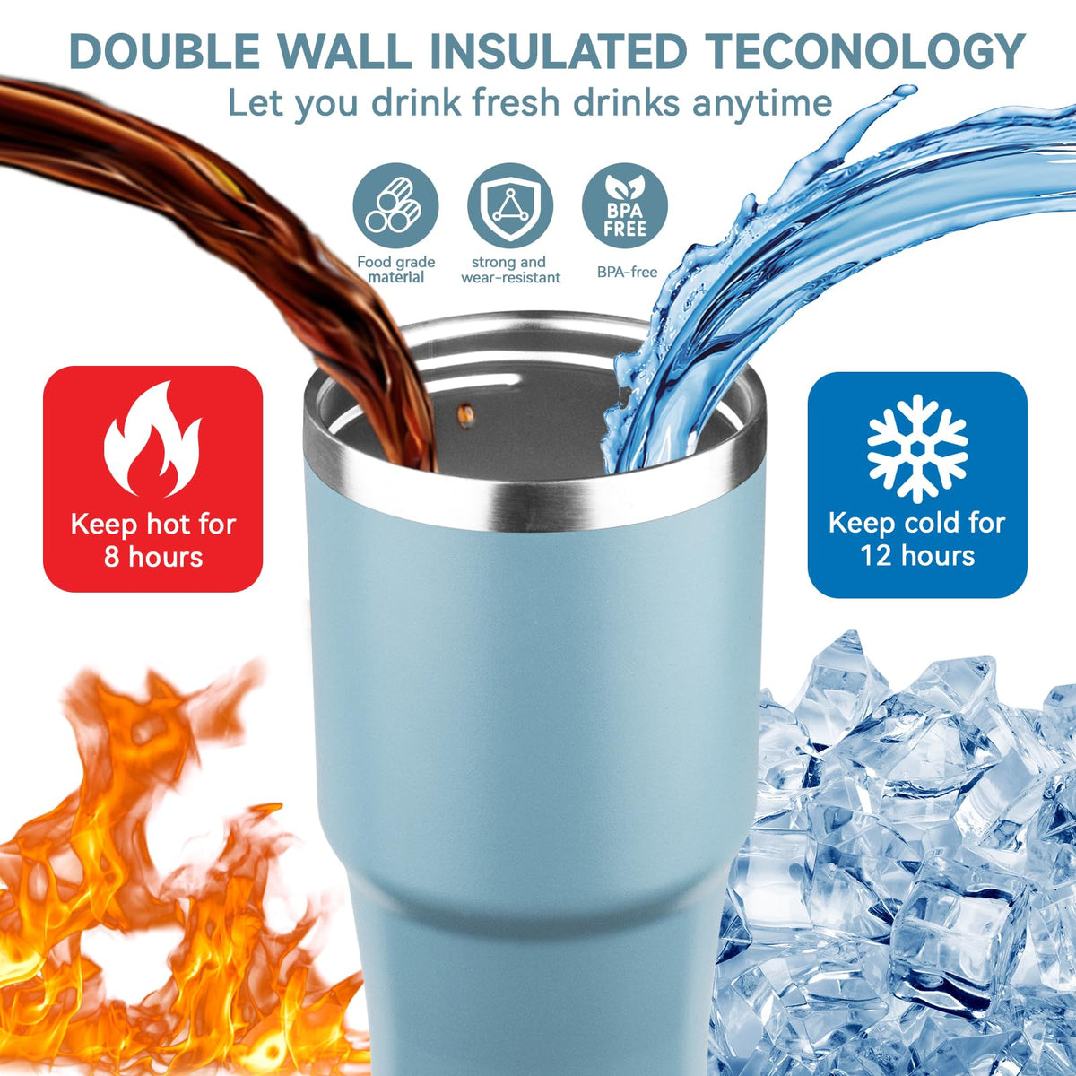 20oz Stainless Steel Insulated Tumbler with Handle and Flip Straw Lid H41935