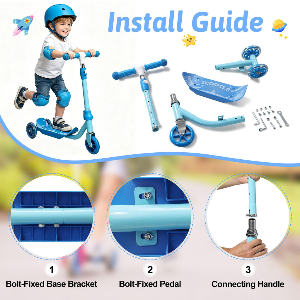 3-Wheel Kids Scooter Ages 2-7 Blue X983995