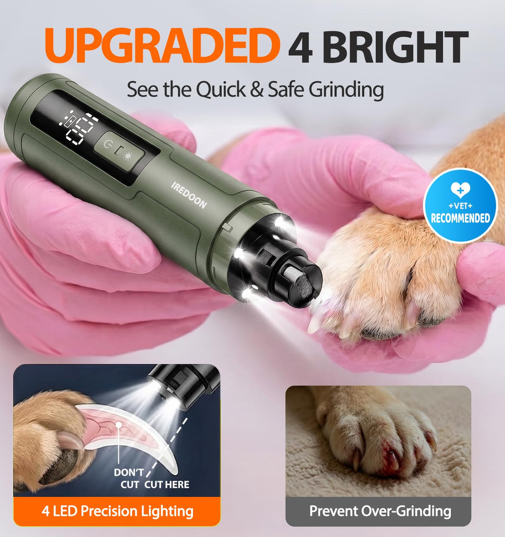Dog Nail Grinder with 4 LED Lights, 3 Speeds M4665