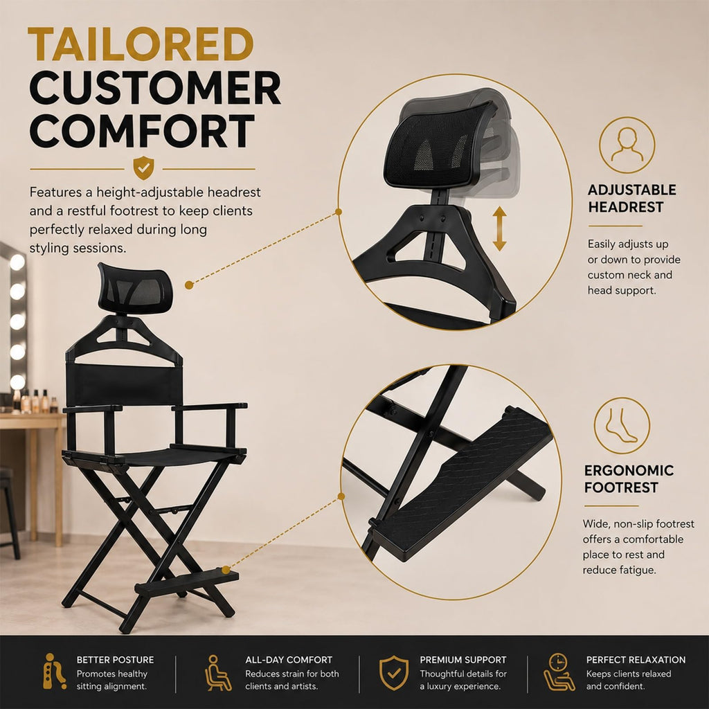 Extra Tall Aluminum Foldable Makeup Artist Chair T882