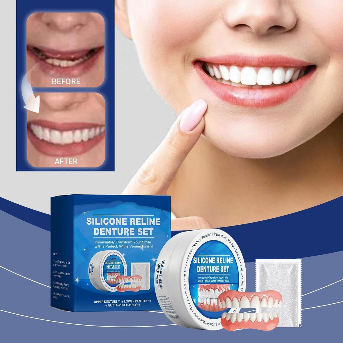 Silicone Reline Denture Set Upper and Lower K7124