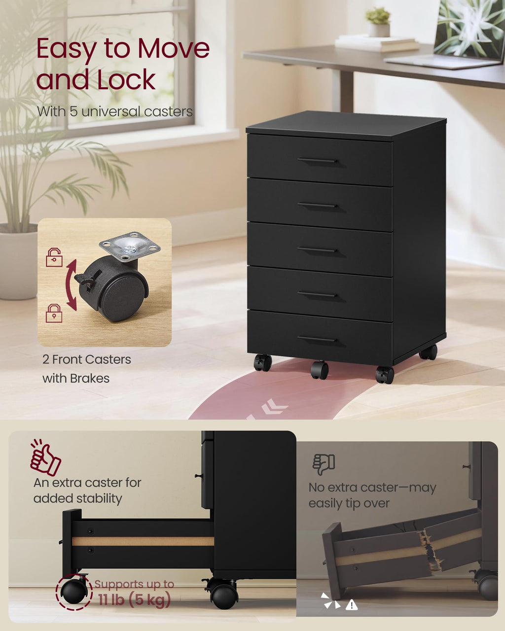 Mobile Pedestal Filing Cabinet with Wheels U269