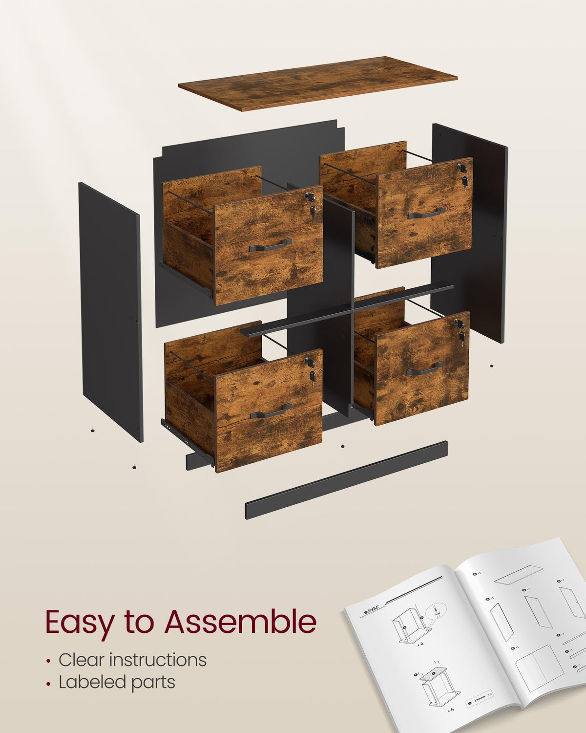4 Drawer Locking File Cabinet G238545