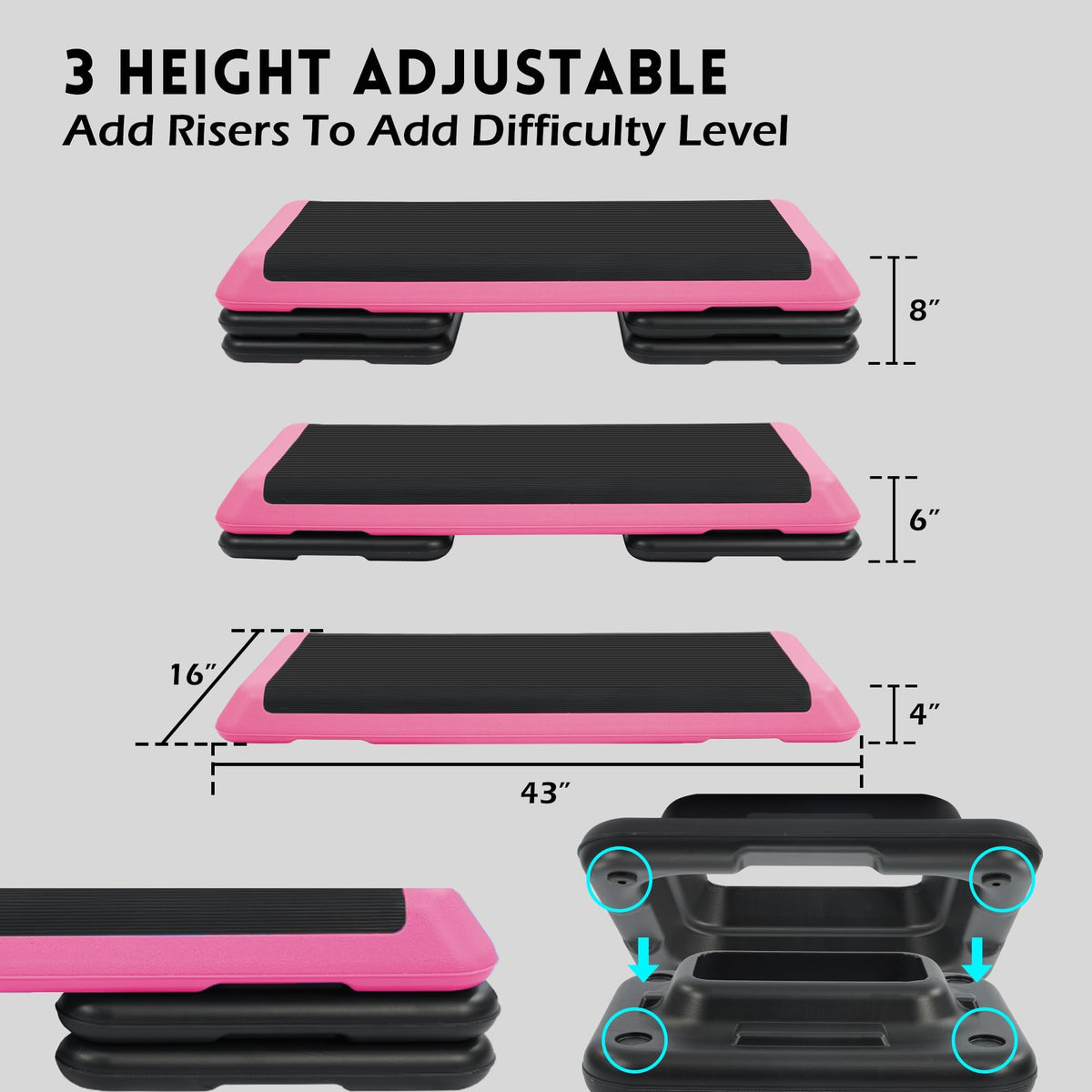 Adjustable Step Aerobic Platform with Risers G31296
