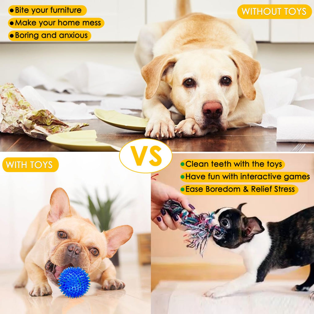 25 Pack Puppy Chew Toys with Squeak Plush Rope Toys J3107