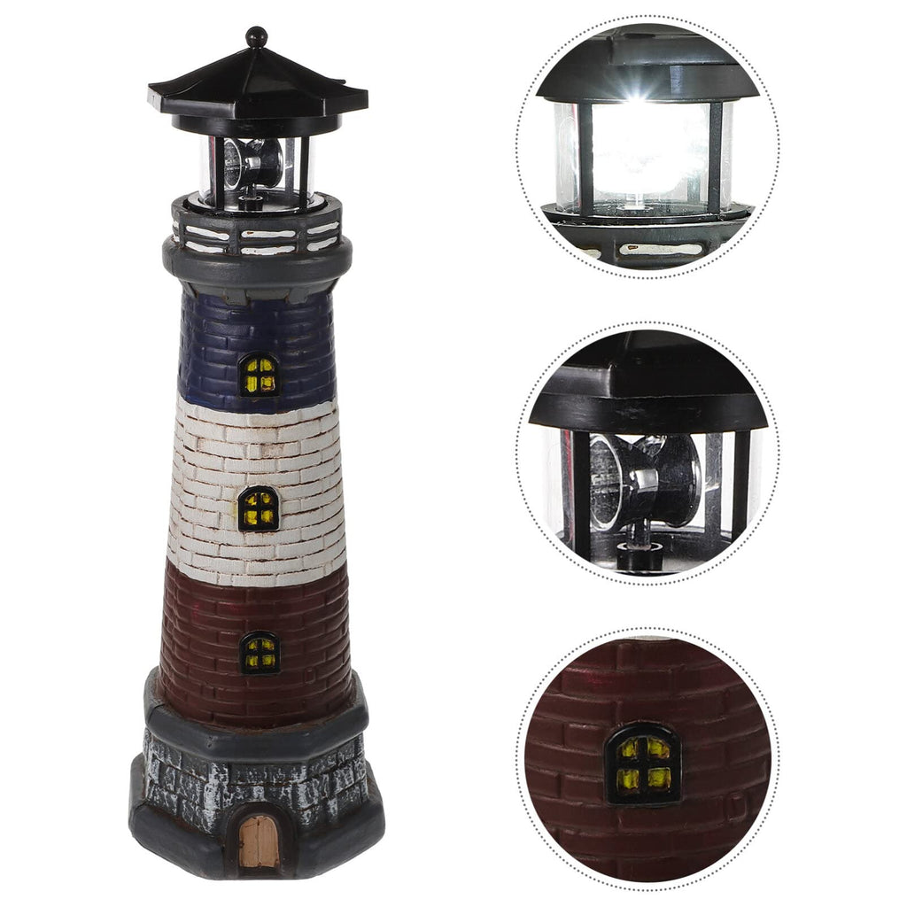 Solar Lighthouse Garden Lights Outdoor Waterproof Resin Statue Lamp B756803