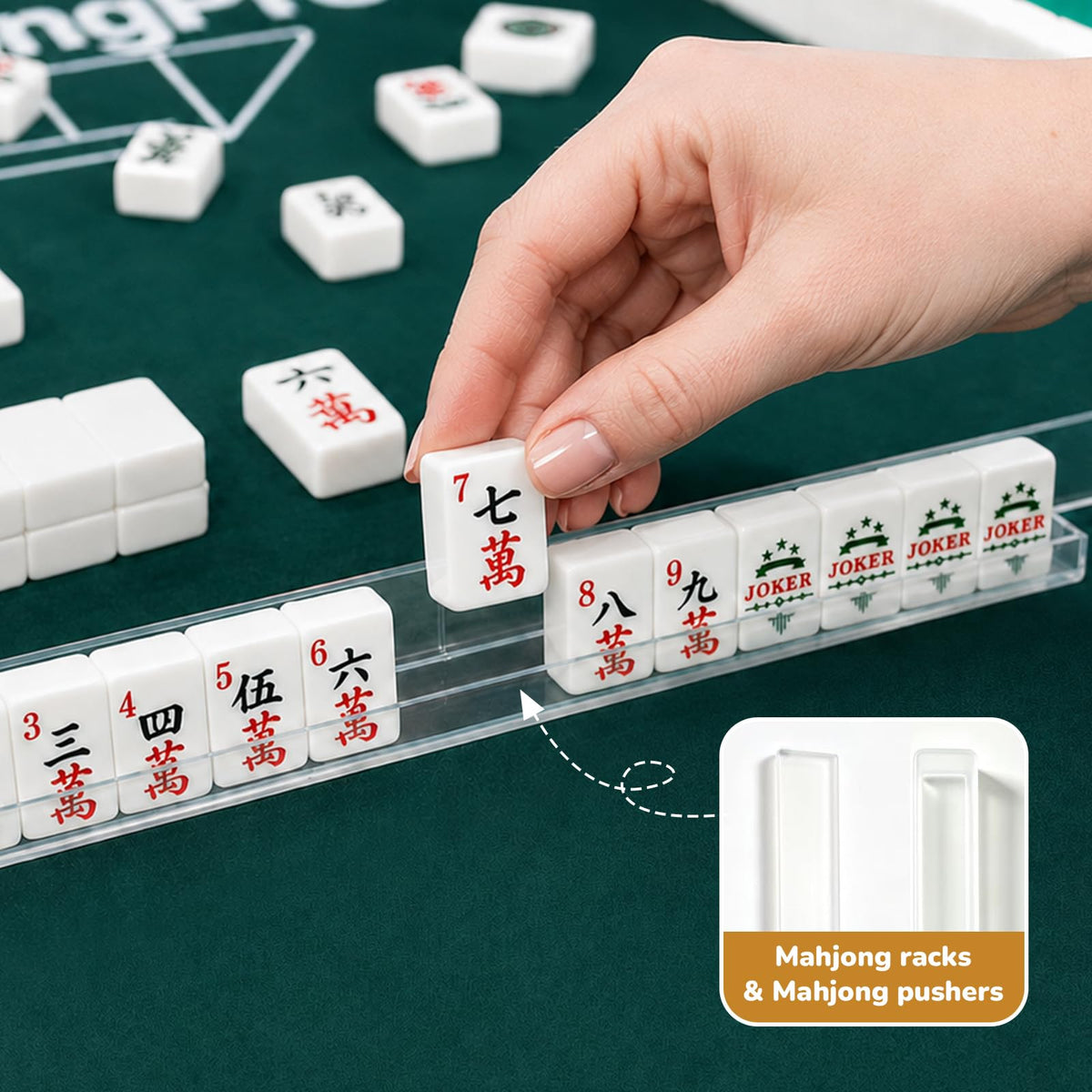 166 Mahjong Tiles 4 Racks 4 Pushers Mahjong Set M762218