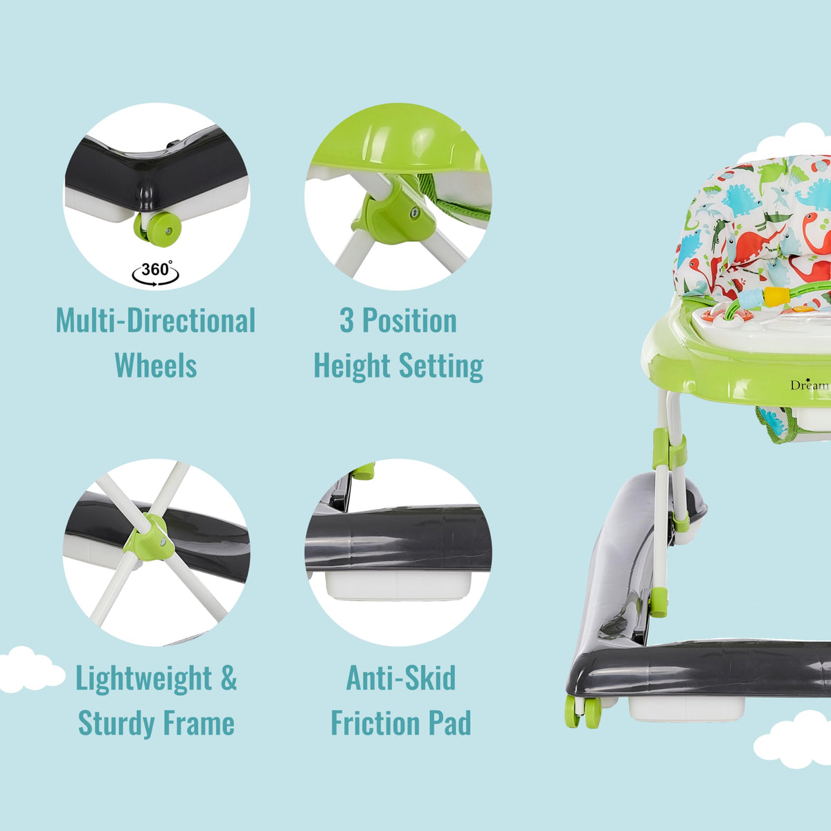 2-in-1 Convertible Baby Walker with Adjustable Seat R423695