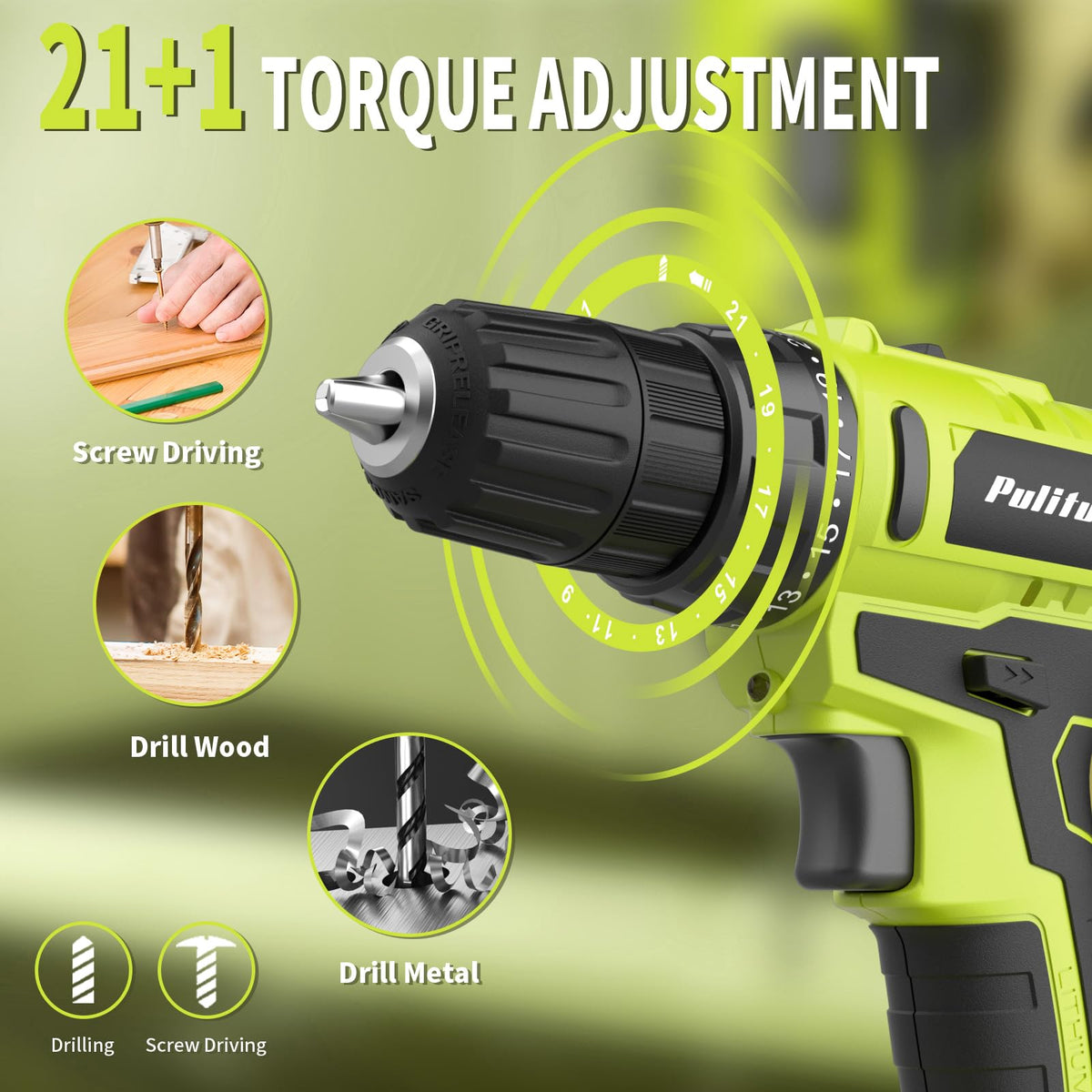 20V Cordless Drill Driver with 2 Batteries T7725