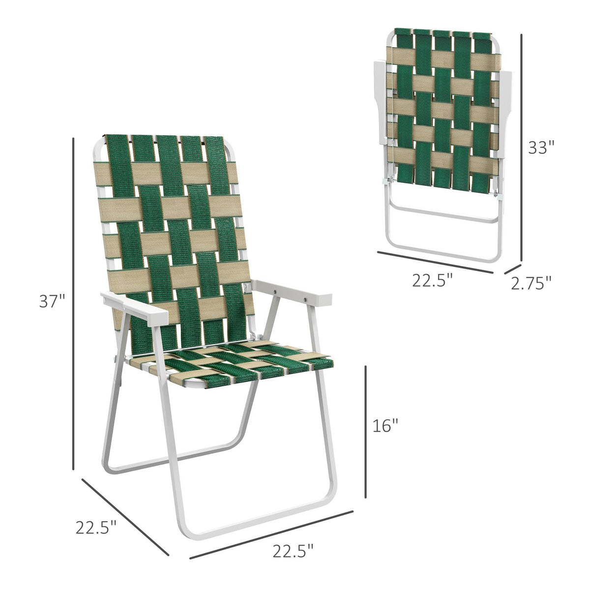 Folding Lawn Chairs Set of 2 with Armrests L3210