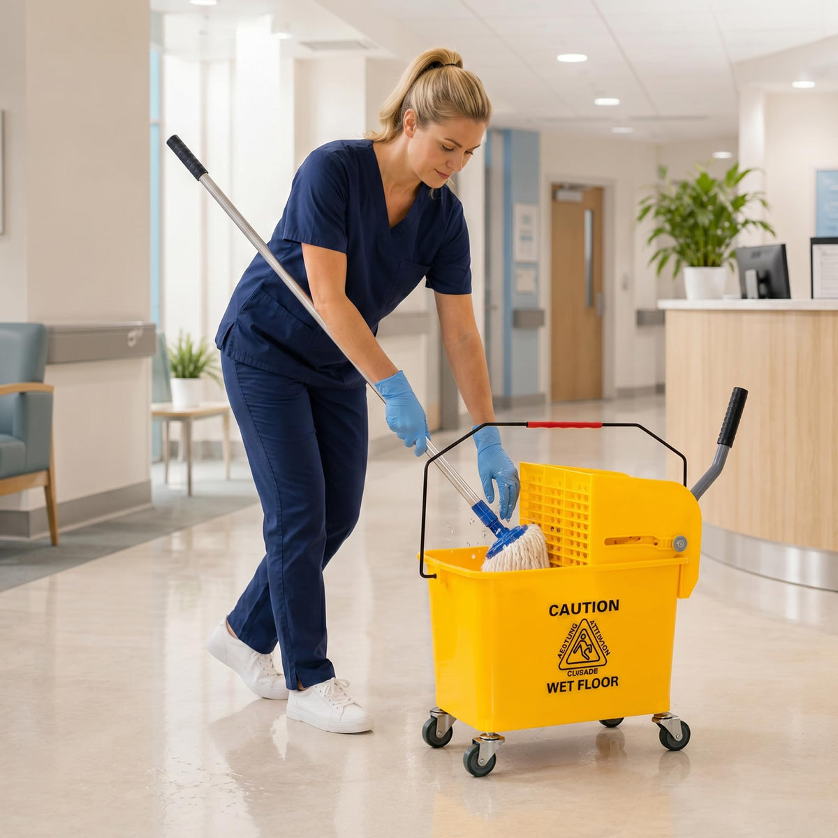 Yellow 21 Quart Mop Bucket with Wheels T95109