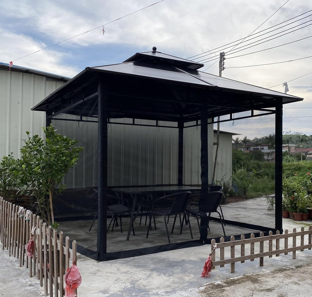Mosquito Net 4-Panel Canopy Screen Wall with Zipper for 10 x 10' Gazebo Q73234