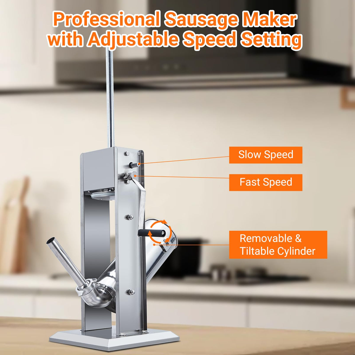 Manual Stainless Steel Sausage Stuffer with 5 Stuffing Tubes X148