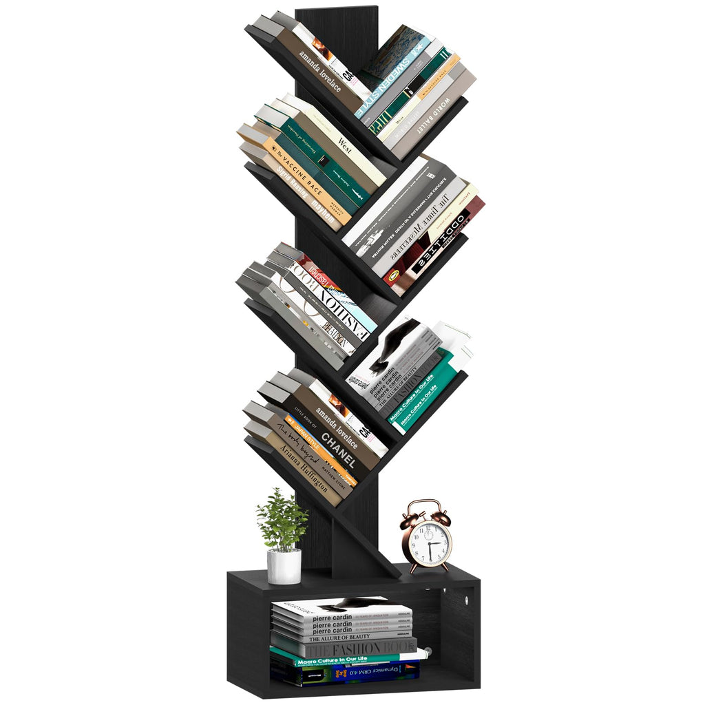 Black 6 Tier Wood Tree Bookshelf M206