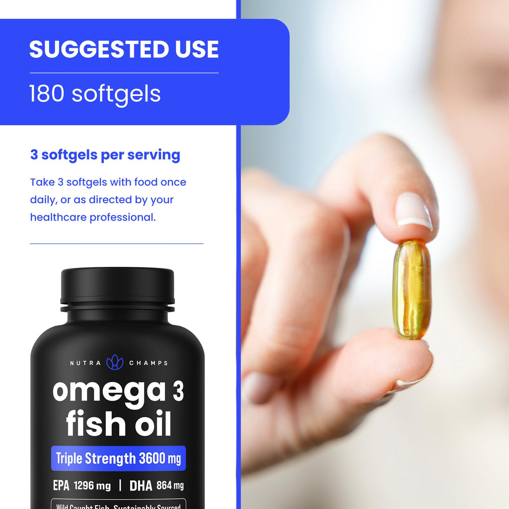 Omega 3 Fish Oil 3600 mg 180 Softgels J9773