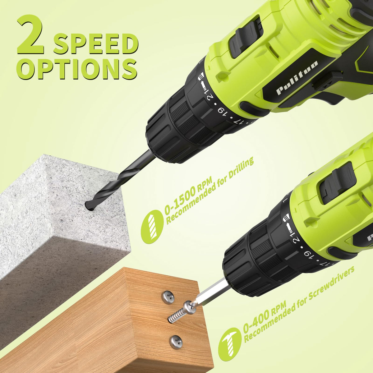 20V Cordless Drill Driver with 2 Batteries T7725